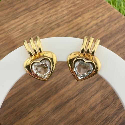 18ct Gold French Heart Shaped Cut Aquamarine Stud Earrings