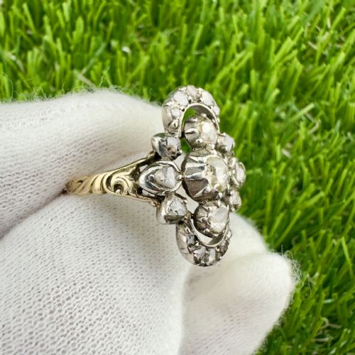 fig 1. 18ct Gold Georgian (1.00ct) Mined Cut Diamond Ring C.1820