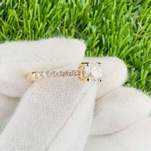 fig 1. 18ct Rose Gold Brilliant Cut Diamond 0.65ct Solitaire with Shoulder Diamond Ring