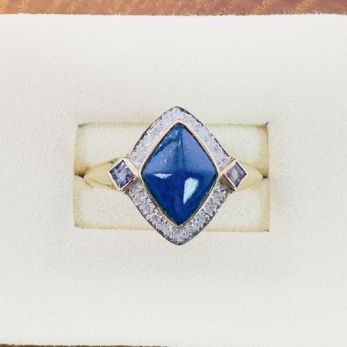 fig 1. 9ct Gold Lapis Lazuli, Diamond and Tanzanite Cluster Ring