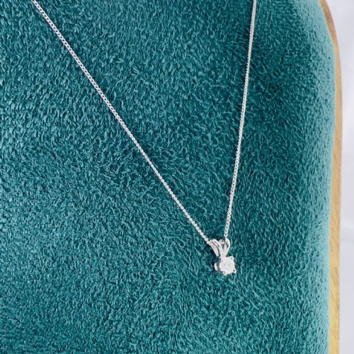 9CT WHITE GOLD DIAMOND 010CT SOLITAIRE PENDANT NECKLACE - ADDITIONAL PHOTO 2