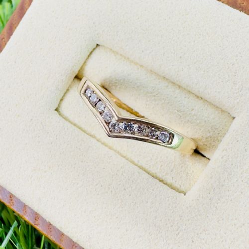 9ct Gold Diamond (0.15ct) Wishbone Ring