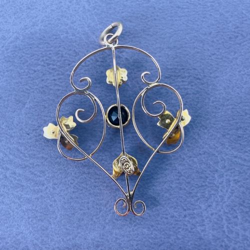9CT GOLD ART NOUVEAU AMETHYST AND PEARL PENDANT - ADDITIONAL PHOTO 4