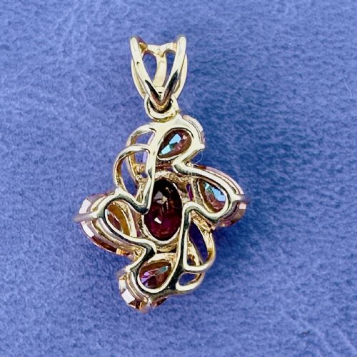 9CT GOLD OVAL CUT GARNET AND PEAR CUT IMPERIAL GARNET PENDANT - ADDITIONAL PHOTO 4
