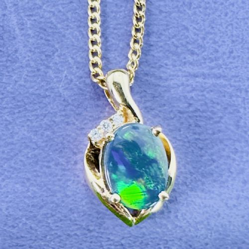 18CT GOLD BLACK OPAL AND DIAMOND CLUSTER PENDANT NECKLACE HEAVY 85G - ADDITIONAL PHOTO 4