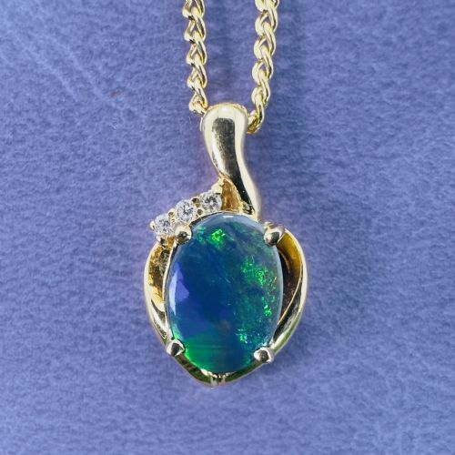 18CT GOLD BLACK OPAL AND DIAMOND CLUSTER PENDANT NECKLACE HEAVY 85G - ADDITIONAL PHOTO 5