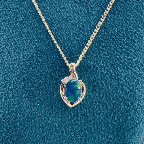 18CT GOLD BLACK OPAL AND DIAMOND CLUSTER PENDANT NECKLACE HEAVY 85G - ADDITIONAL PHOTO 9