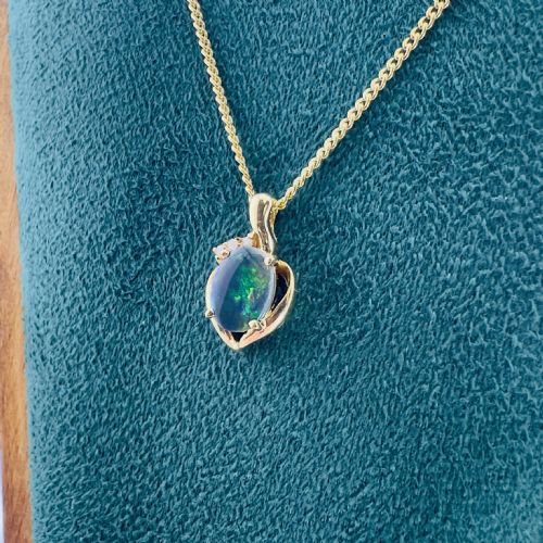 18CT GOLD BLACK OPAL AND DIAMOND CLUSTER PENDANT NECKLACE HEAVY 85G - ADDITIONAL PHOTO 10