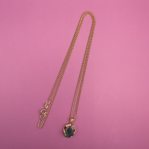 18CT GOLD BLACK OPAL AND DIAMOND CLUSTER PENDANT NECKLACE HEAVY 85G - ADDITIONAL PHOTO 15
