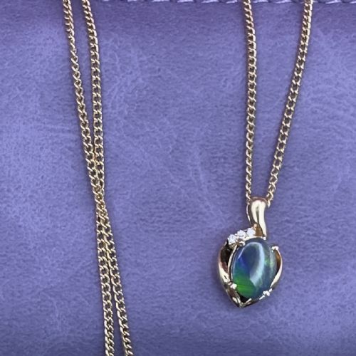 18CT GOLD BLACK OPAL AND DIAMOND CLUSTER PENDANT NECKLACE HEAVY 85G - ADDITIONAL PHOTO 16