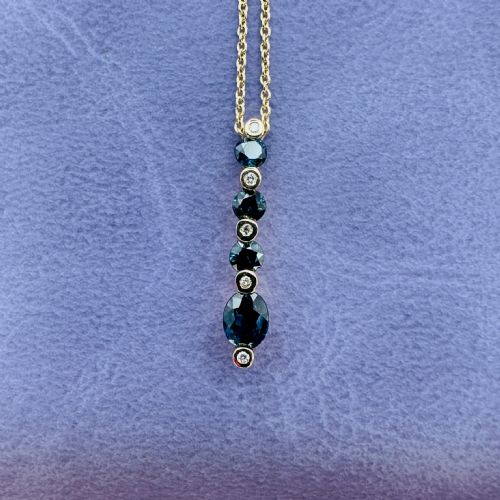 fig 1. 18ct Gold Diamond and Sapphire Pendant Necklace