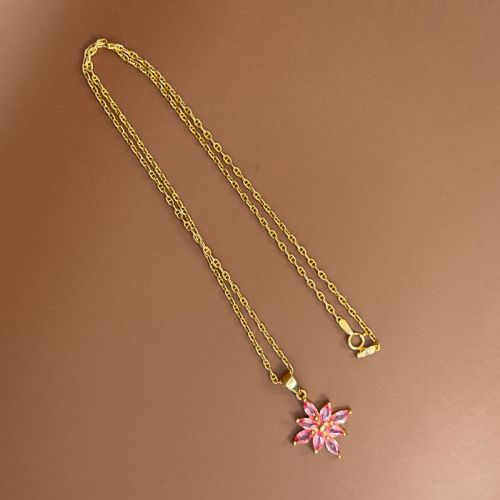 18CT GOLD MARQUIS CUT PADPARADSCHA SAPPHIRE CLUSTER PENDANT NECKLACE - ADDITIONAL PHOTO 10