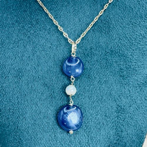 18CT GOLD CABOCHON SAPPHIRES AND PEARL PENDANT NECKLACE - ADDITIONAL PHOTO 7