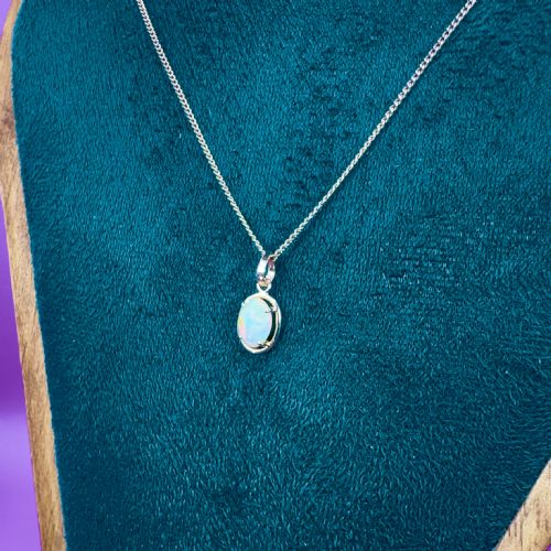 9CT GOLD VINTAGE OPAL SOLITAIRE PENDANT NECKLACE - ADDITIONAL PHOTO 2
