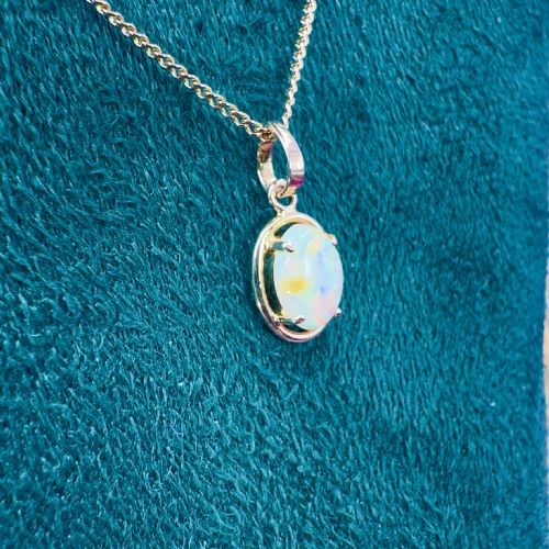 9CT GOLD VINTAGE OPAL SOLITAIRE PENDANT NECKLACE - ADDITIONAL PHOTO 8