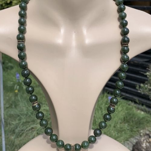 ANTIQUE SILVER CLASP AND SPACERS NEPHRITE JADE HEAVY NECKLACE C1920'S - ADDITIONAL PHOTO 5
