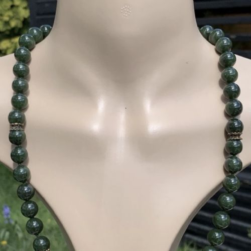 ANTIQUE SILVER CLASP AND SPACERS NEPHRITE JADE HEAVY NECKLACE C1920'S - ADDITIONAL PHOTO 6