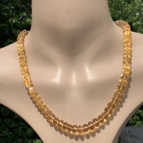 SILVER CLASPED FACETED CITRINE 32500CT NECKLACE C1950'S
