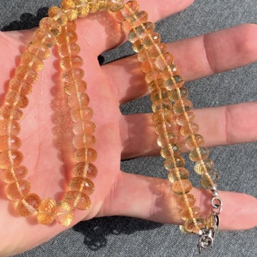 SILVER CLASPED FACETED CITRINE 32500CT NECKLACE C1950'S - ADDITIONAL PHOTO 1