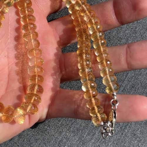 SILVER CLASPED FACETED CITRINE 32500CT NECKLACE C1950'S - ADDITIONAL PHOTO 2
