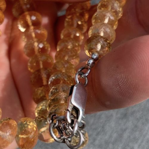 SILVER CLASPED FACETED CITRINE 32500CT NECKLACE C1950'S - ADDITIONAL PHOTO 3
