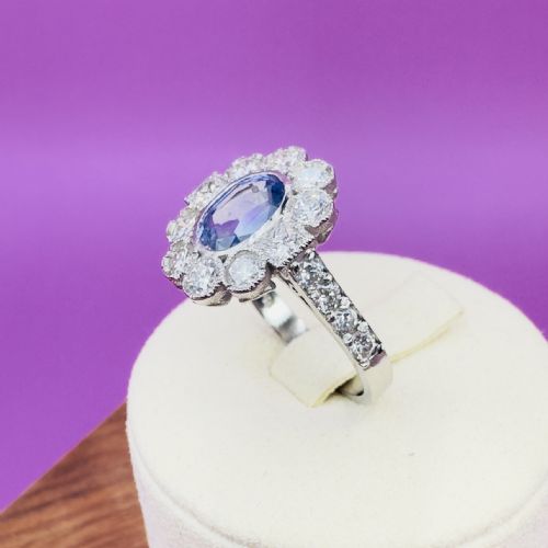 PLATINUM OVAL CUT TANZANITE AND DIAMOND 140CT DIAMOND CLUSTER RING 60G - ADDITIONAL PHOTO 9