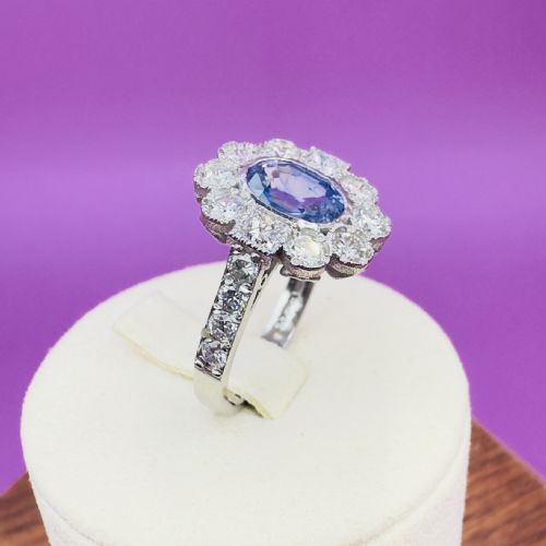 PLATINUM OVAL CUT TANZANITE AND DIAMOND 140CT DIAMOND CLUSTER RING 60G - ADDITIONAL PHOTO 10