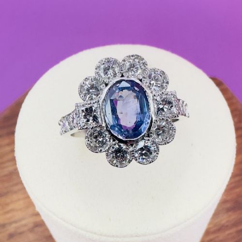 PLATINUM OVAL CUT TANZANITE AND DIAMOND 140CT DIAMOND CLUSTER RING 60G - ADDITIONAL PHOTO 12