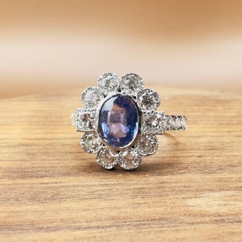 PLATINUM OVAL CUT TANZANITE AND DIAMOND 140CT DIAMOND CLUSTER RING 60G - ADDITIONAL PHOTO 15