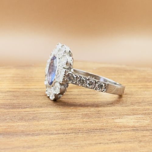 PLATINUM OVAL CUT TANZANITE AND DIAMOND 140CT DIAMOND CLUSTER RING 60G - ADDITIONAL PHOTO 16