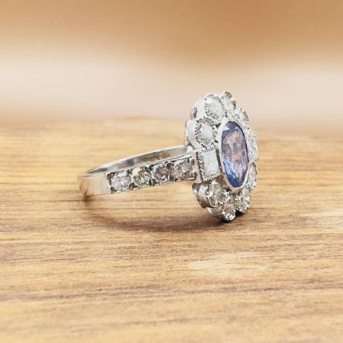 PLATINUM OVAL CUT TANZANITE AND DIAMOND 140CT DIAMOND CLUSTER RING 60G - ADDITIONAL PHOTO 17
