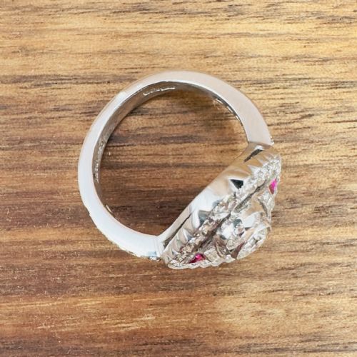 18CT WHITE GOLD NAVETTE DIAMOND 150CT AND RUBY CLUSTER RING CERTIFICATION - ADDITIONAL PHOTO 17