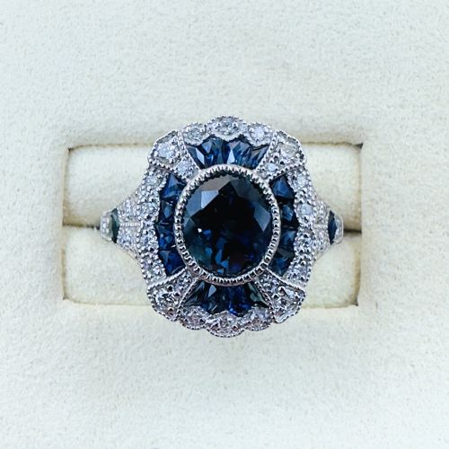PLATINUM DIAMOND 023CT AND SAPPHIRE 215CT CLUSTER RING - ADDITIONAL PHOTO 11