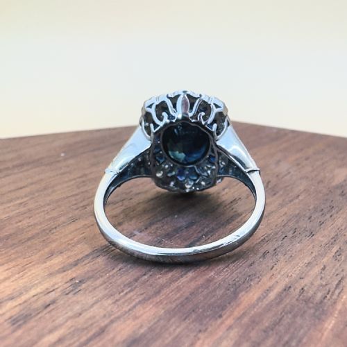 PLATINUM DIAMOND 023CT AND SAPPHIRE 215CT CLUSTER RING - ADDITIONAL PHOTO 6