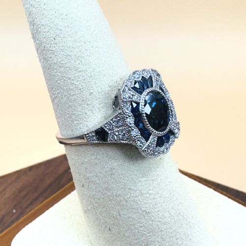 PLATINUM DIAMOND 023CT AND SAPPHIRE 215CT CLUSTER RING - ADDITIONAL PHOTO 9