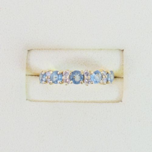 18CT GOLD BLUE SPINEL AND DIAMOND HALF ETERNITY RING - ADDITIONAL PHOTO 7