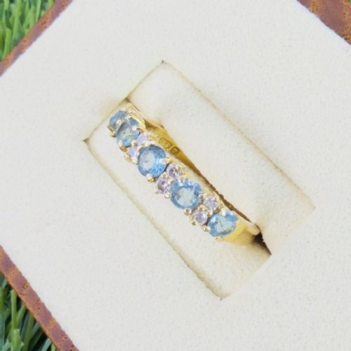 18CT GOLD BLUE SPINEL AND DIAMOND HALF ETERNITY RING - ADDITIONAL PHOTO 10