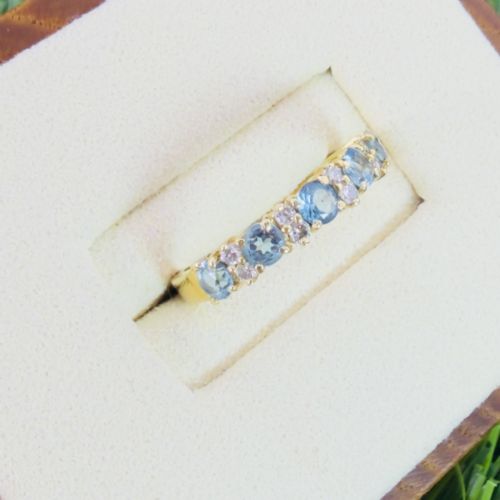 18CT GOLD BLUE SPINEL AND DIAMOND HALF ETERNITY RING - ADDITIONAL PHOTO 11
