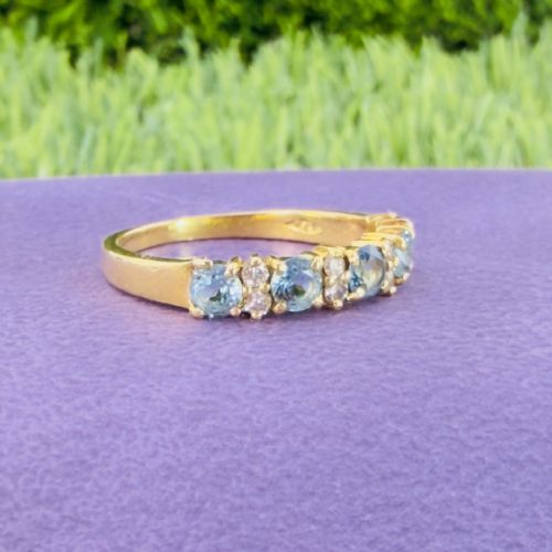 18CT GOLD BLUE SPINEL AND DIAMOND HALF ETERNITY RING - ADDITIONAL PHOTO 14