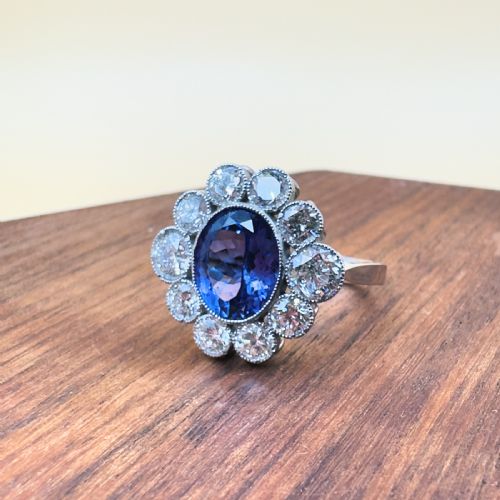 PLATINUM TANZANITE 300CT AND DIAMOND 226CT CLUSTER RING 75G - ADDITIONAL PHOTO 4