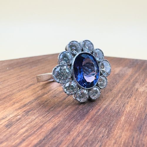 PLATINUM TANZANITE 300CT AND DIAMOND 226CT CLUSTER RING 75G - ADDITIONAL PHOTO 5