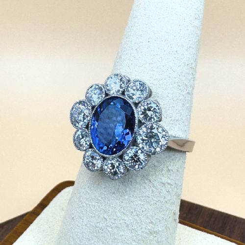 PLATINUM TANZANITE 300CT AND DIAMOND 226CT CLUSTER RING 75G - ADDITIONAL PHOTO 7