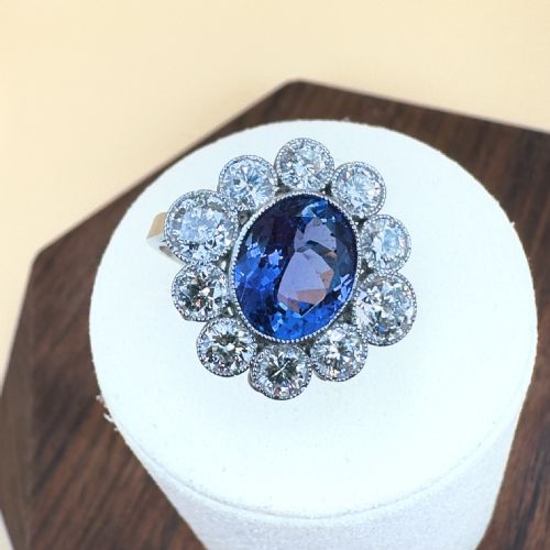 PLATINUM TANZANITE 300CT AND DIAMOND 226CT CLUSTER RING 75G - ADDITIONAL PHOTO 9