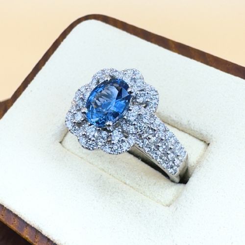 LE VIAN PLATINUM CEYLON SAPPHIRE AND DIAMOND 120CT CLUSTER RING 109G - ADDITIONAL PHOTO 1