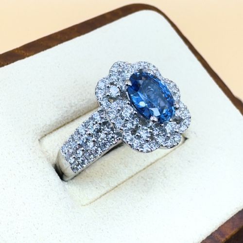 LE VIAN PLATINUM CEYLON SAPPHIRE AND DIAMOND 120CT CLUSTER RING 109G - ADDITIONAL PHOTO 2