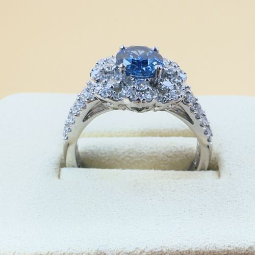 LE VIAN PLATINUM CEYLON SAPPHIRE AND DIAMOND 120CT CLUSTER RING 109G - ADDITIONAL PHOTO 3