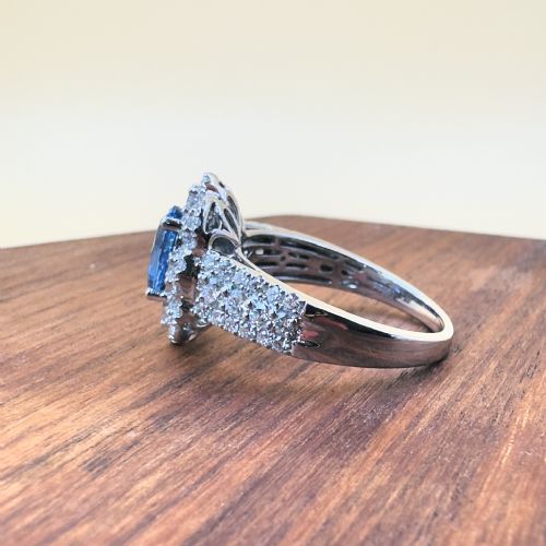 LE VIAN PLATINUM CEYLON SAPPHIRE AND DIAMOND 120CT CLUSTER RING 109G - ADDITIONAL PHOTO 5