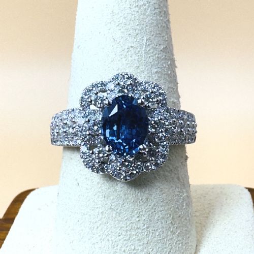 LE VIAN PLATINUM CEYLON SAPPHIRE AND DIAMOND 120CT CLUSTER RING 109G - ADDITIONAL PHOTO 7