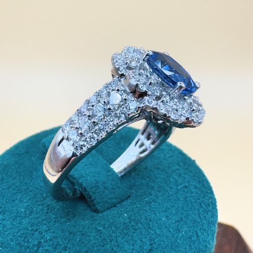 LE VIAN PLATINUM CEYLON SAPPHIRE AND DIAMOND 120CT CLUSTER RING 109G - ADDITIONAL PHOTO 12