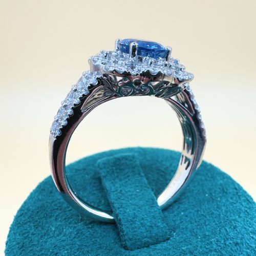 LE VIAN PLATINUM CEYLON SAPPHIRE AND DIAMOND 120CT CLUSTER RING 109G - ADDITIONAL PHOTO 14